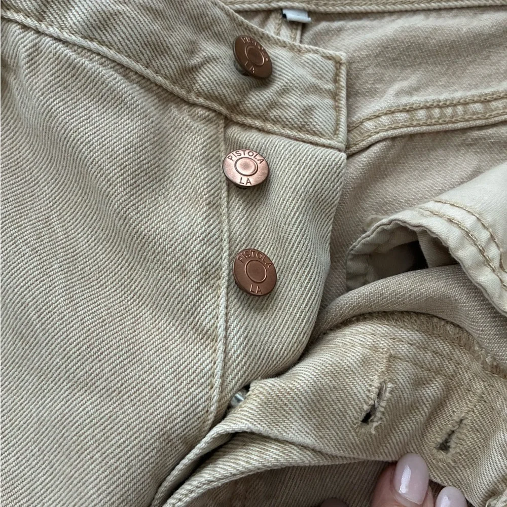 Pistola Ryder High-Rise Straight Leg Cuffed Jeans Oat color Size 27 - Picture 9 of 13